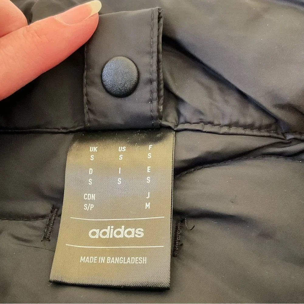 NWT ADIDAS S MEN quilted black jacket nuganic VEGAN New warm new with tag SMALL